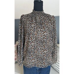 J CREW - LEOPARD PRINT MOCK NECK - SIZE S